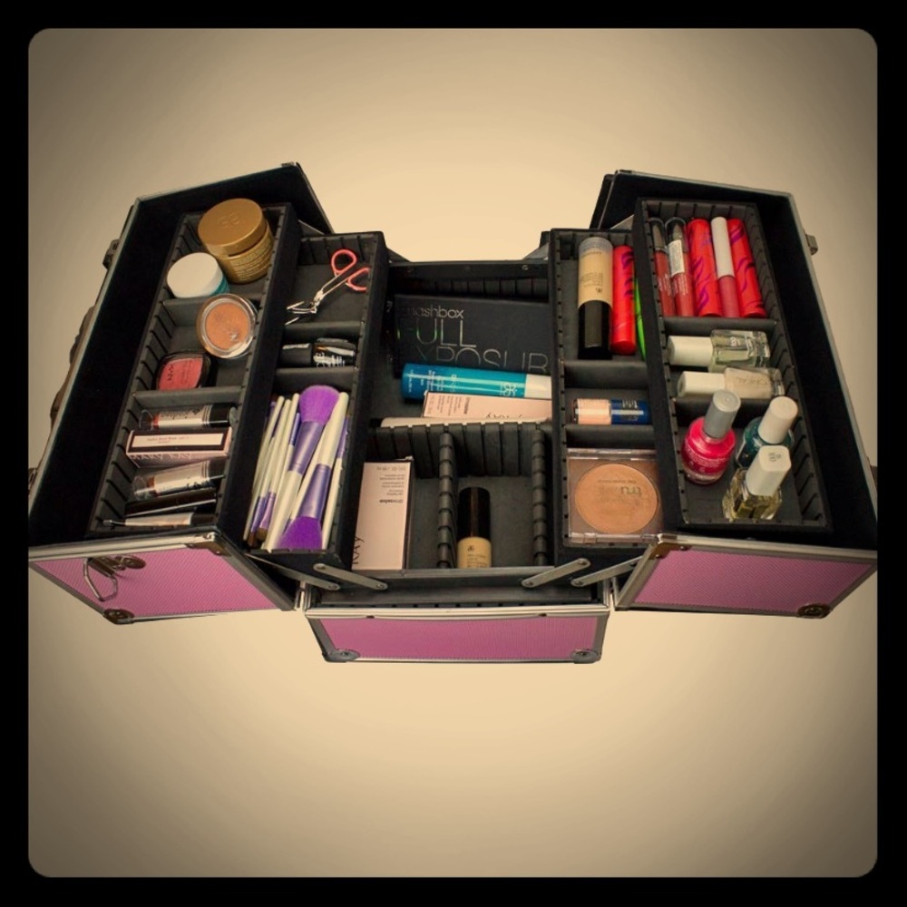 Pink Makeup Train Case 14”